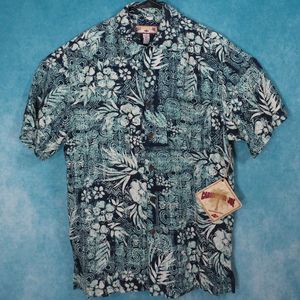 Caribbean Joe Hawaiian Shirt, NWT, Floral, 100% Rayon, Men's, Size Small
